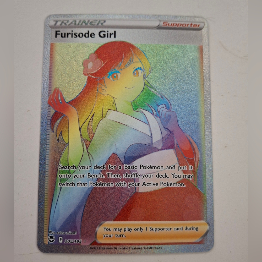Furisode Girl Rainbow Secret Rare 205/195 NM/M SWSH12:Silver Tempest Pokémon TCG